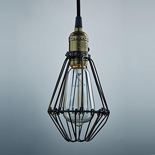 KLSD Modern Vintage Industrial Opening and Closing Birdcage Loft Metal Fixture Edison Retro Hanging Pendant Ceiling Light Chandelier Black [Energy Class A++]