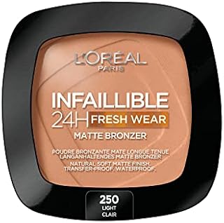 L'Oréal Paris Soft Matte Bronzer, Longwear, Matte Finish, Waterproof and Transfer-proof, Infallible 24H, 250 Light