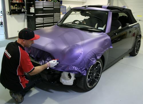 Image of WISDOM Purple Metallic Metallic Vehicle Wrap Vinyl Matt Finish Easy Apply Air-Release Weatherproof DIY Car & Motorcycle (Purple Metallic, 20 Inch X 7 Feet)