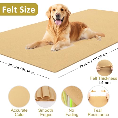 Image of XSEINO Tan Large Felt Fabric 72 inch X 36 inch(2 Square Yards), 1.4 mm Thick Soft Felt Fabric Sheet for Crafts, Yellow Series Colors Soft Nonwoven Fabric, Fit for Decoration, Sewing, DIY Crafts