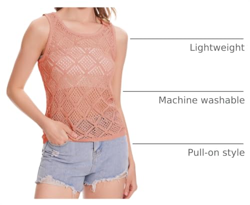 Image of Bosmeer Women's Hollow Sweater Vest Crochet Tank Tops Knit Out Sleeveless Cover Up Summer Boho Top Pullover