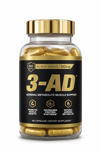 3-AD Black Series - Patented Adrenal Metabolite for Muscle Strength Density & Performance - Hardcore Muscle Support - 60 Capsules
