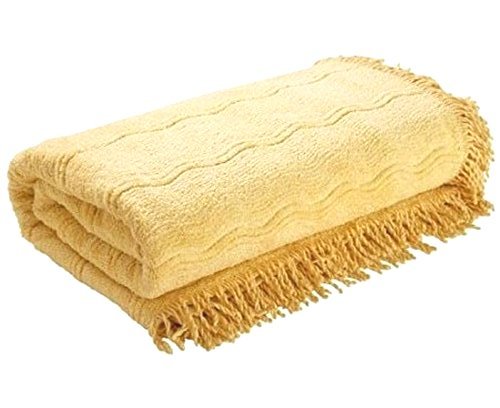 The Bettersleep Company Candlewick Bedspread Luxury Traditional Bed Throw Single Bed Gold