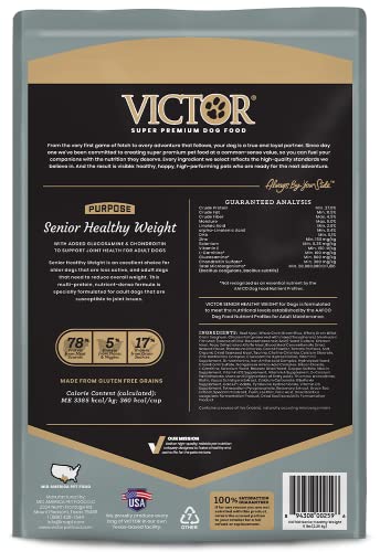 Image of VICTOR Purpose - Senior Healthy Weight Management Dry Dog Food, 5 lb | Super Premium Dog Food, Gluten Free with Glucosamine and Chondroitin, For Hip and Joint Health, Dry Kibble For Adult Dogs