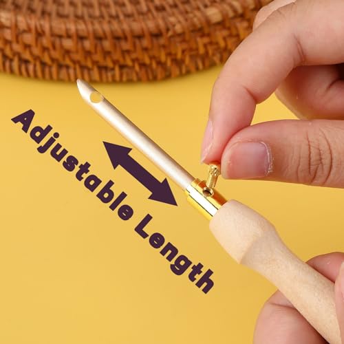 Image of AUGSUN 13Pcs Punch Needle Kit, Punch Needle Tool Adjustable Punch Needle Embroidery Kits Wooden Handle Embroidery Pen for Embroidery Floss Cross Stitching Beginner(Multi-Color)