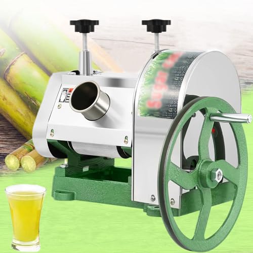 ZOLPINL Exprimidor Manual de caña de azúcar, Prensa de caña de azúcar de Acero Inoxidable, con Mango de Madera, para caña de azúcar, Jengibre y Sorgo Dulce.