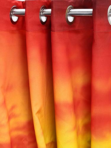 Image of Swayam Blackout Polyester Kids Door Curtain for Living Room & Bedroom | 7.5 Feet | Room Darkening Curtain with Eyelets | Pack of 1 | Vintage Design - Orange