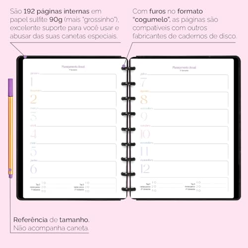 Planner Iscool Disc Datado Spot Touch Couro Preto