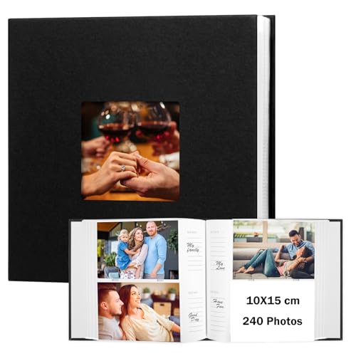 Ruibytree Album Photos 15x10 cm pour 240 Photos avec Espace pour Écrire, Couverture en Cuir avec Fenêtre Avant, Album Photo pour Mariages, Enfants, Voyages,...