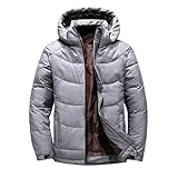 Daunenjacke Herren Winterparka mit Kapuze Outdoor Winterjacke Thermo Dicke Mantel Bequeme Weich...