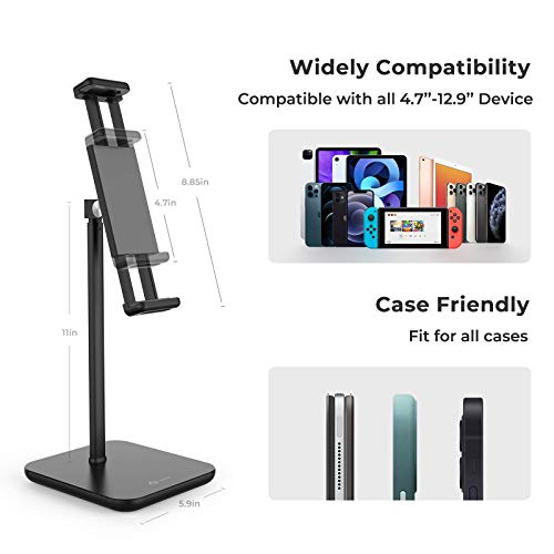 tounee Tablet Ständer, Tablet Halterung Verstellbare-Einstellbare Lang Arm Ständer, Surface Pro-Ständer, tragbarer Monitorständer, kompatibel mit 4,7-15,6-Zoll-Tablets und Smartphones (Schwarz) – Bild 6