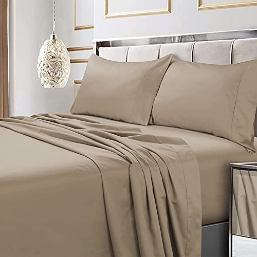Image of Tribeca Living 600 Thread Count Egyptian Cotton 6-Piece Extra Deep Pocket Sheet Set, Clay, Cal King | 600 Thread Count, 100% Egyptian Cotton, Soft Sateen Weave, Deep Pocket, 6-Piece Set, Machine Washable