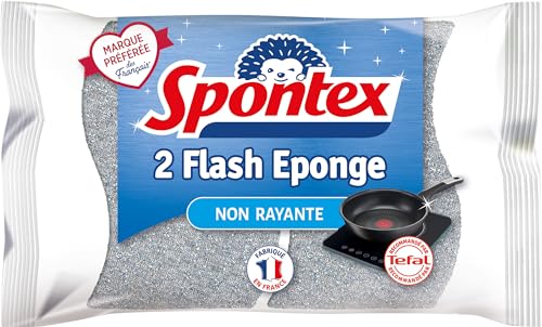 Spontex Flash Eponge - 2 éponges non-rayantes spéciales plaques et poêles