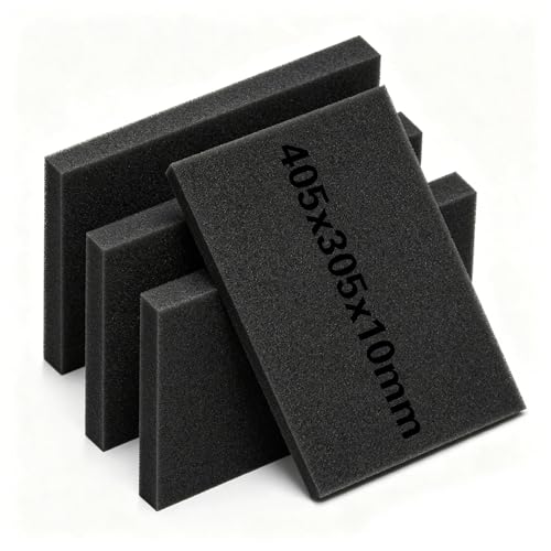 Ezitruz Schaumstoffeinlage Werkzeug 4 STK Schaumstoff Zuschnitt 405x305x10 mm Schaumstoffplatte Schwarz Werkzeugkasten Einlagen Multilayer Schaumstoff für DIY Werkzeugkoffer Verpackung Schutz