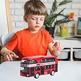 CLKDPNO Bus Toy Double Decker, Red Diecast Toy Bus Alloy Pull Back Car Model Toy Vehicles City Sightseeing Tour School Metal Buses for Toddlers Kids Gifts - Image 5