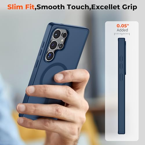 Image of SUPFINE Magnetic for Samsung Galaxy S25 Ultra Case with Screen Protector, (Built-in Magnets) (Military Grade Drop Protection) Slim Translucent Shockproof Phone Case,Sapphire Blue