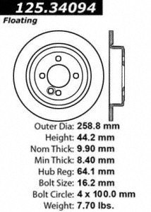 Centric 125.34094 Rear Brake Rotor