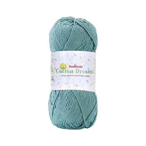 Image of Vardhman 100% Cotton Dreamz Light Weight Natural Thin Yarn | Pack-1 100g | Knitting & Crochet Projects | Soft Natural Yarn | Ideal for Garments, Summer Wear & Accessories | Mint Blue, CJM021