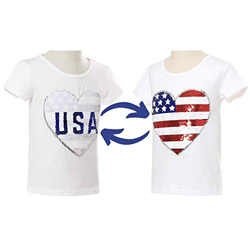 Image of 4th of July Shirts for Girls Patriotic American Flag Kids Clothing