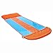 Tre scivoli d'acqua per prato (18 * 6,6 piedi), crash pad gonfiabile con dispositivo di nebulizzazione d'acqua per feste in acqua Giocattolo all'aperto Sport acquatici Super scivolo d'acqua per bamb