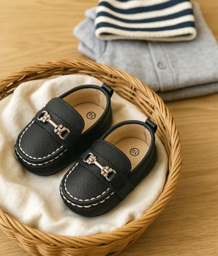 LONSOEN Baby Girls Boys Loafers Prewalker Dress Crib Shoes, 209