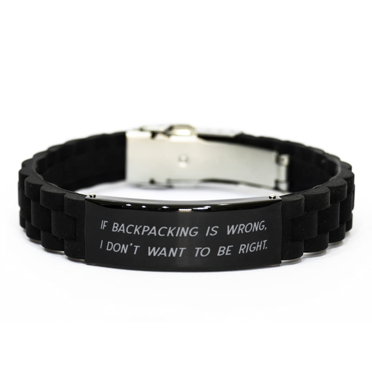 Game On Novelties Funny Backpacking, If Backpacking is Wrong, I Don't Want to Be Right., Cheap Holiday Black Glidelock Clasp Bracelet from Men Women