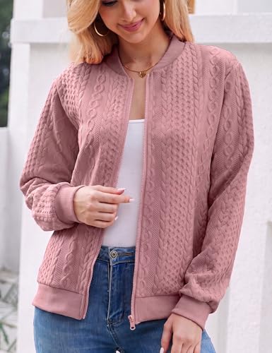 Image of Larmliss Women's Zip Up Cardigan Sweater Hoodies Long Sleeve Jacket Crewneck Casual Outerwear Spring Fall Trendy Coat Outfits