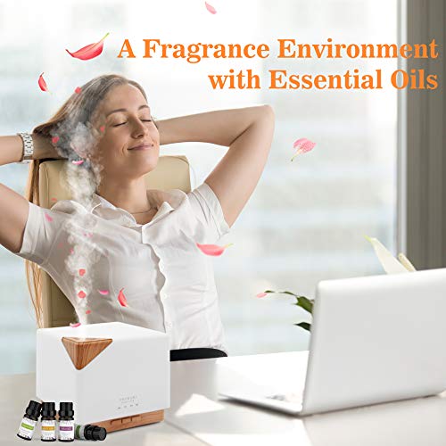 Asakuki 700Ml Premium, Essential Oil Diffuser, 5 In 1 Ultrasonic Aromatherapy Fragrant Oil Vaporizer Humidifier, Timer And Auto-Off Safety Switch, 7 Led Light Colors #TOP7