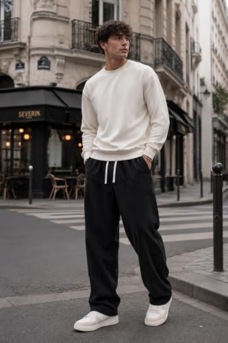 Image of Preneum Men Mid Rise Poly Cotton Loose Fit Trouser || Korean Style Travel & Lounge Wear with Pockets (Available in Plus Size) (Combo Pack of 3)