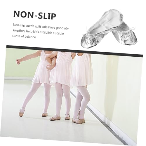 Mobestech Kids Ballet Shoes Child Dancing Shoes Silver2