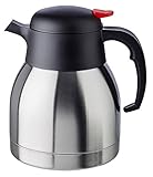 APS 10910 Isolierkanne „Classic“, 1 Liter, Kaffeekanne mit Drehverschluss, Ø 14 cm, H: 19 cm, doppelwandiger Edelstahl, für heiße und kalte Getränke, nicht spülmaschinengeeignet, ca. 8 Tassen