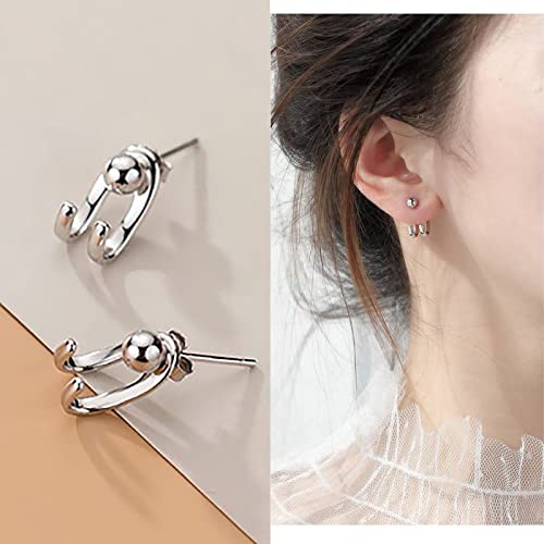 TseenYi Aretes chamarra para oreja,aretes plata parte delantera y trasera,aretes bohemios,aretes bola,aretes vintage parte delantera y trasera,aretes para novia,joyería boda para mujeres y niñas