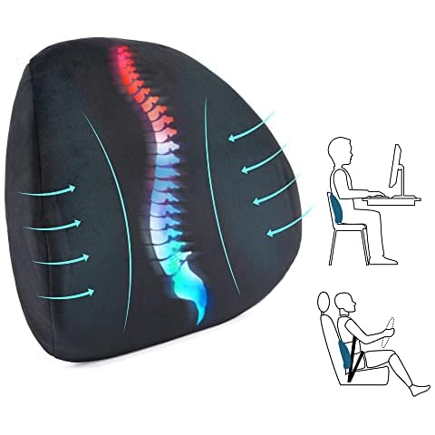 chizzysit Lumbar Support Pillow for Office Chair, Ergonomic Lumbar Support Pillow for Back Pain Relief, Memory Foam Back Cushion Design for Gaming Chair, Car, Sofa, Couch, Recliner Cover