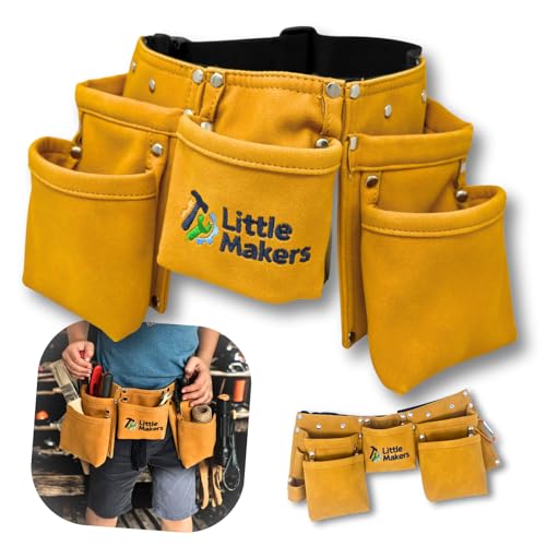Little Makers Ceinture à outils pour enfants - Ceinture réglable avec poches à outils pour enfants à partir de 4 ans - Accessoire robuste pour les petits...