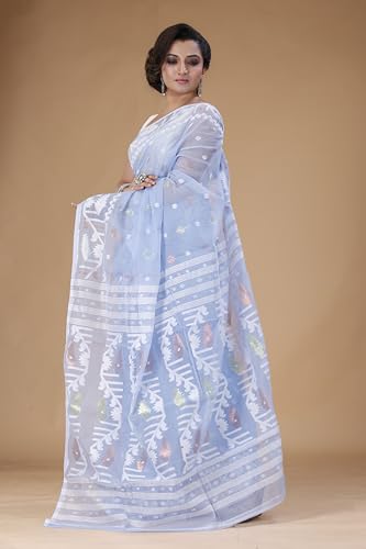 Image of OISHANI SAREE GHOR Women's Traditional Bengal Cotton Silk Soft Jamdani Saree - Authentic Design and Quality - No Blouse Piece