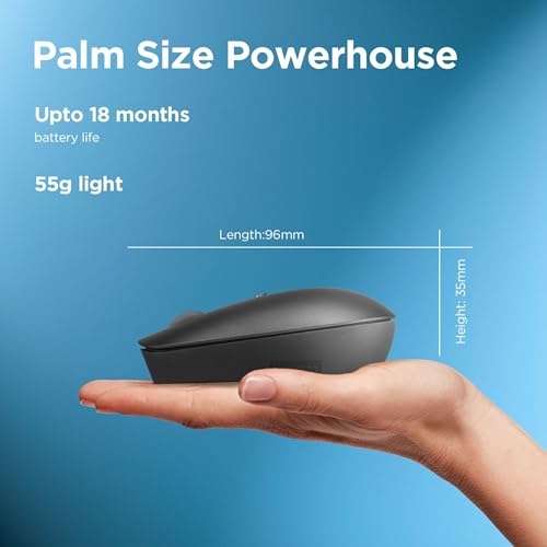 Image of Lenovo 540 USB-C Compact Wireless Mouse (2400 DPI Sensor, 2.4GHz Wireless Nano USB, 4-Button (Left Click, Right Click, Scroll Click, DPI)|Ambidextrous Design| 3 Year Warranty |Storm Grey), GY51D20867