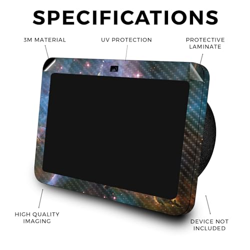 Image of Carbon Fiber Skin Compatible with Amazon Echo Show 8 (3rd Gen, 2023) - Golden Nebula - Premium 3M Vinyl Protective Wrap Decal Cover - Easy to Apply | Crafted in The USA by MightySkins