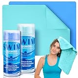 SmoothNovelty 2 Pack Swim Chamois Towel Water Absorbent Quick Dry Towel Shammy Chamois Cloth for Swimming Car Drying Diving Water Sports Beach Shower Pool Swimmer Gift(Blue, Aqua,13 x 17 Inch)