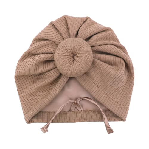 Image of Silky Satin Lined Turban Hat for Babies Infant Toddler Girls Boys Bonnet Newborn Cotton Beanie Little Kids Shower Caps