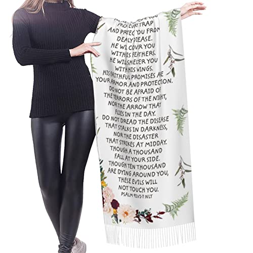 Psalm 23 Travel Scarf The Lord Is My Shepherd 23rd Psalm Floral Cashmere Pashmina Shawl Inspirational Bible Verse Scripture2