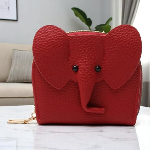 Generic 1Pcs Money Wallet Animal Pattern Card Holder PU Leather Red 10.5x9.7cm