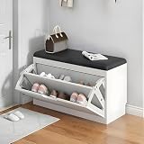 Zapatero Estrecho 17 Cm Banco Zapatero Blanco Zapatero Vertical Pequeño Estante De Pie Libre Ahorro De Espacio Cómodas Asiento Acolchado Práctico Para Entradas, Dormitorios Y Pasillos(B,61X23X46CM)