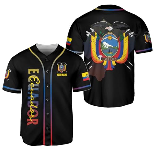 Personalized Ecuador Baseball Jersey, Ecuador Jerseys Men Ecuador Soccer Jersey, Ecuadorian Flag Roots Heritage Jersey Shirt (Polyester Blend, ECAD 5)
