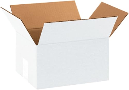 Paquete de 100 cajas de cartón corrugado blanco de 8 x 6 x 4 pulgadas, cajas de cartón para envíos