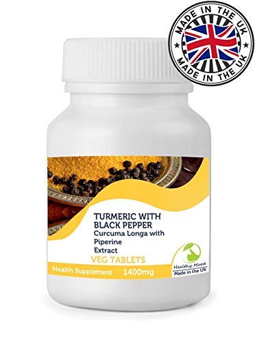 Turmeric with Black Pepper 120 Tablets Curcuma Longa with Piperine Extract 1400mg Health Supplements Nutrition Pills - Healthy Mood