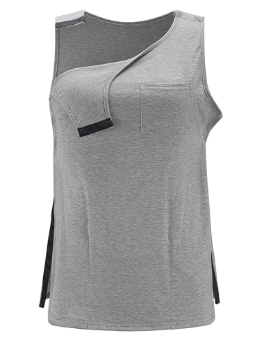 iWoo Post Surgery Tank Tops for Women/Men Mastectomy Shoulder Tearaway Snap Shirts Button Up Rotator Cuff Chemo Recovery4