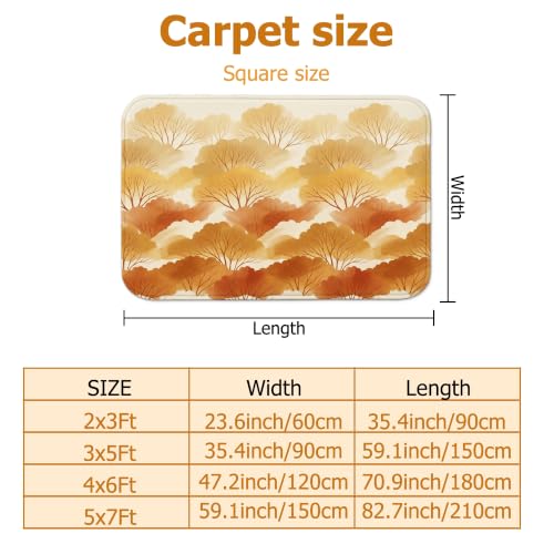 Alfombra rectangular de hojas y ramas naranja otoñal para puerta de entrada 3