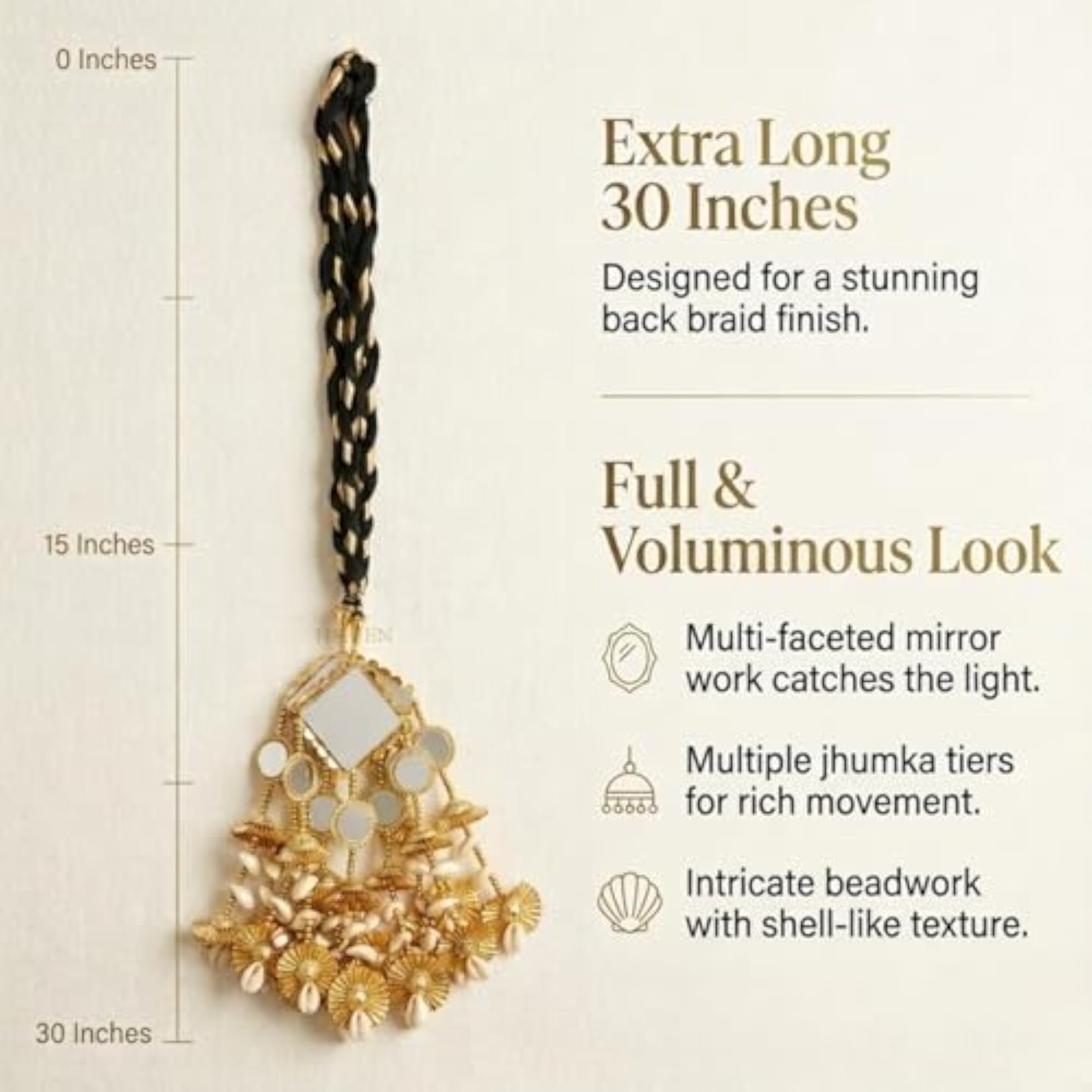Punjabi Golden Hair Paranda, 30 Inch Traditional Accessory