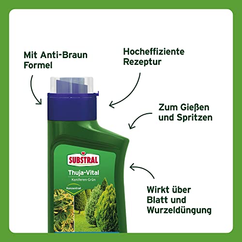 Substral Thuja-Vital, 500 ml, Spezial-Dünger zum Spritzen und Gießen für Thujen, Zypressen, Buchs, Kirschlorbeer, o.ä.