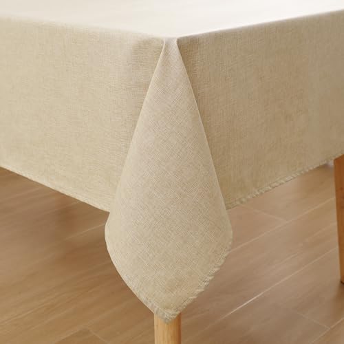 Homaxy Nappe de Table Aspect Lin Nappe Rectangulaire 140 x 240 cm Nappe Exterieur Imperméable Anti-tâche Protection de Table pour Salle à Mangerr,Jardin -...